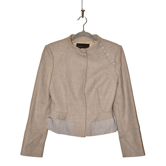 BCBGMAXAZRIA $298 Button Accent Wool Peplum Jacket in Gray Small - Picture 1 of 4